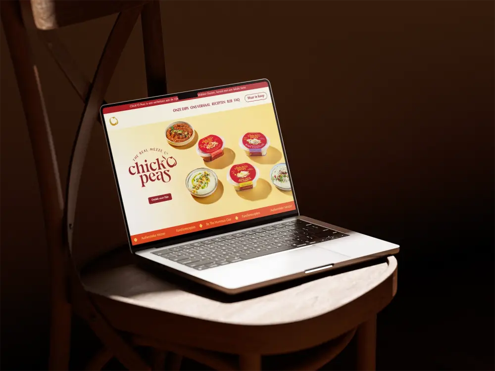 Chick'O Peas responsive website displayed on laptop