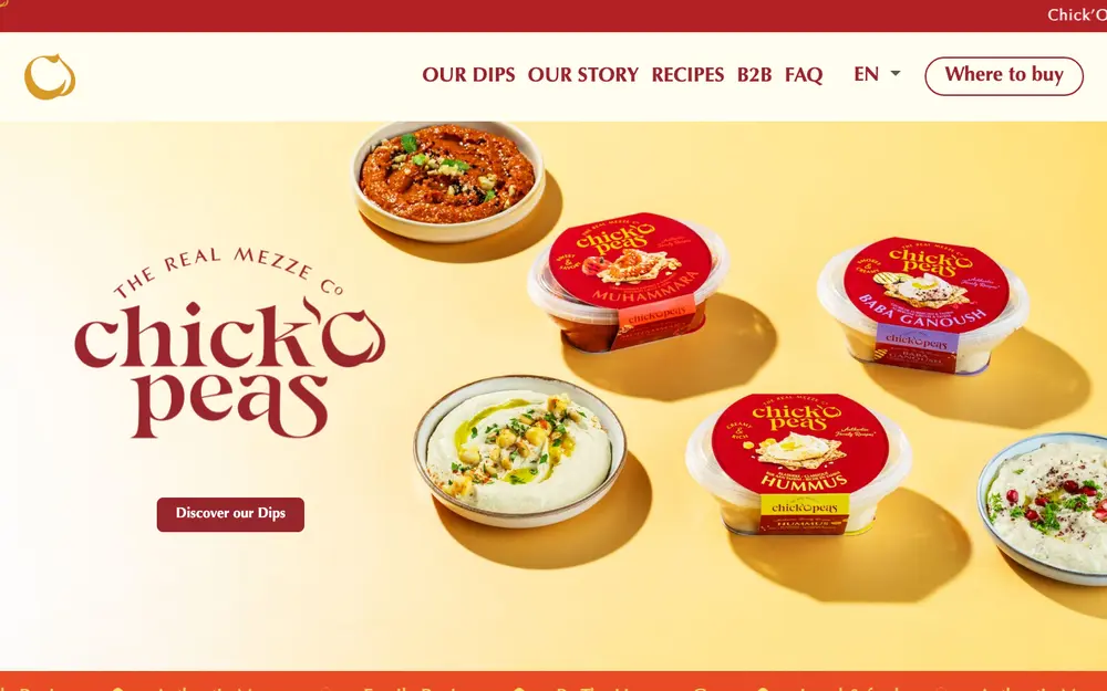 Homepage of the Chick'O Peas website designed by Wolf Ver Elst