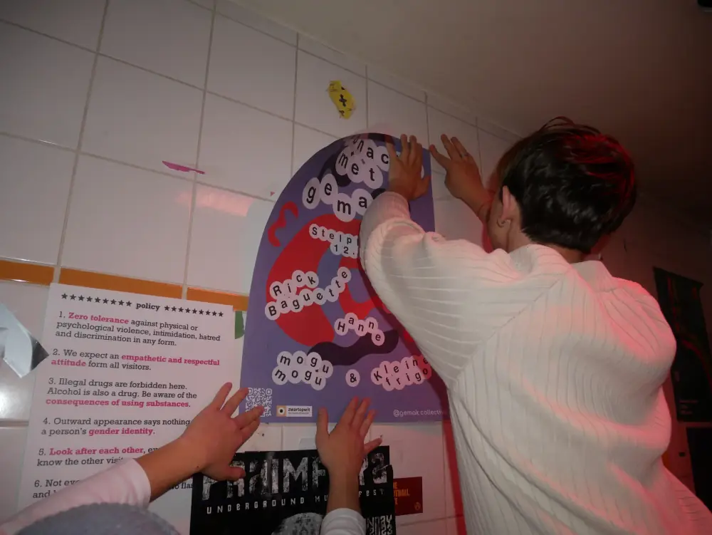 gemak! clubnight poster displayed against a wall