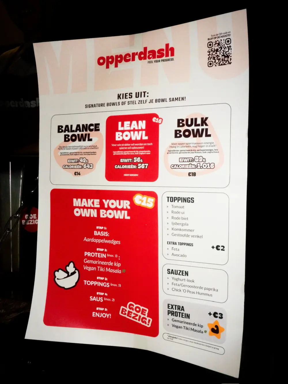 OpperDash menu poster design