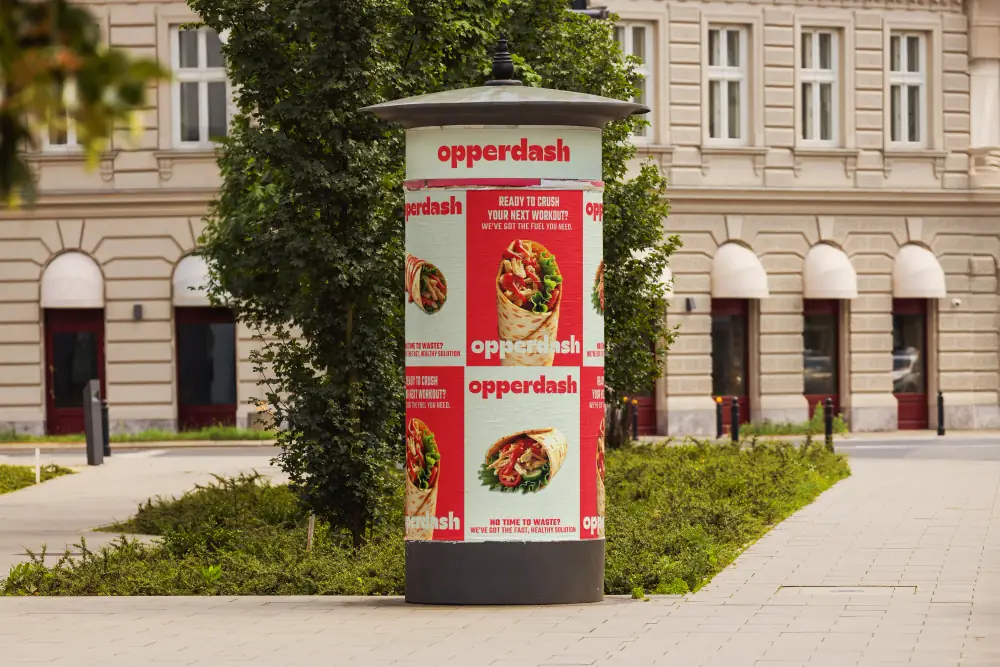 OpperDash branded street poster display