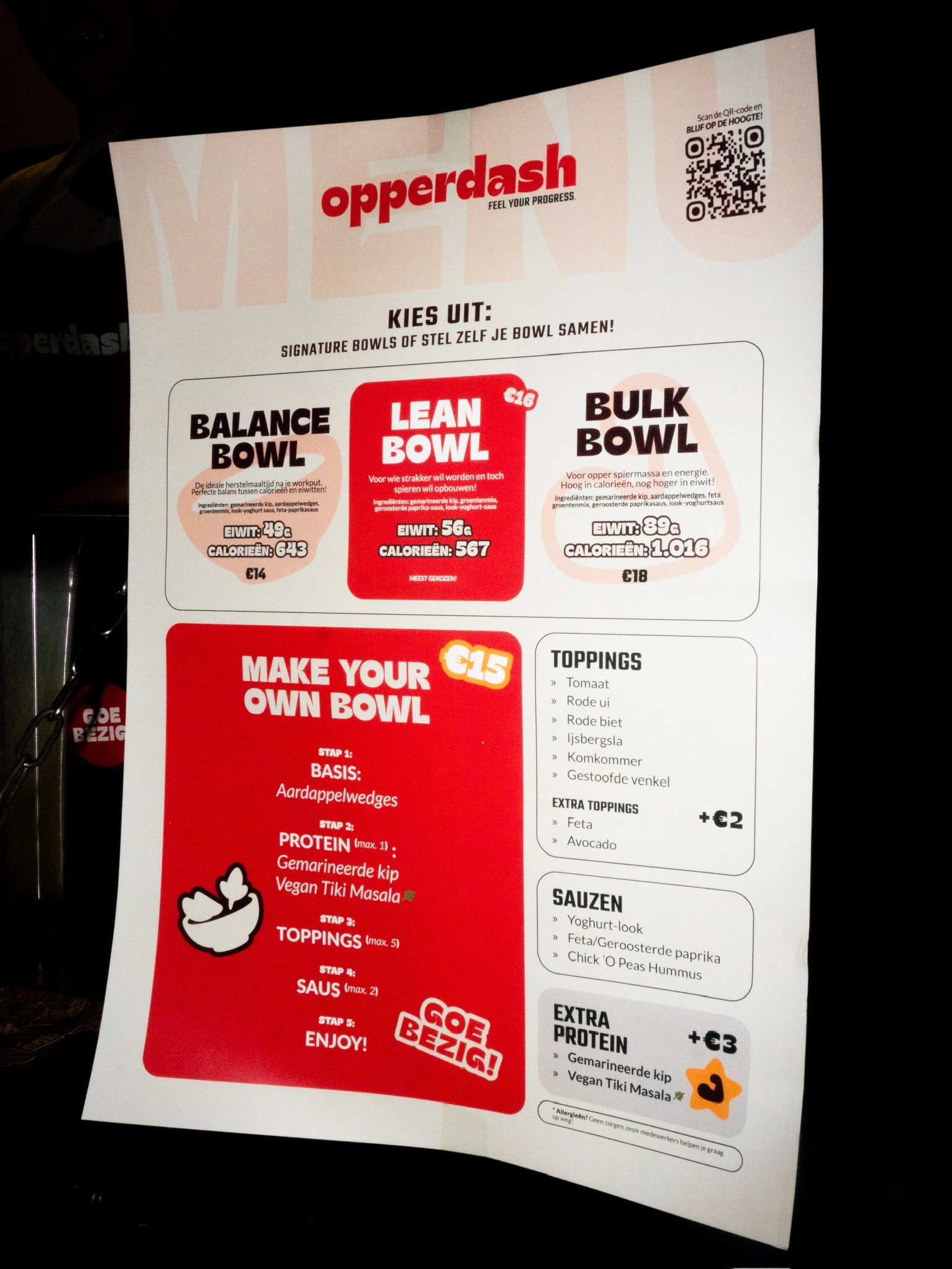 OpperDash menu poster design